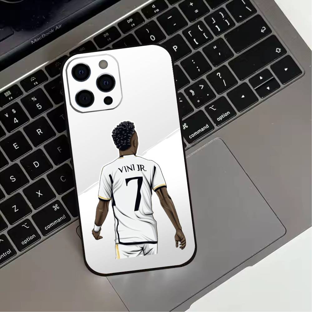 Football Player V-VINI J-JR Phone Case For iPhone 17,16,15,14,13,12,11 Plus,Pro Max,XS,Soft Silicone Black Cover