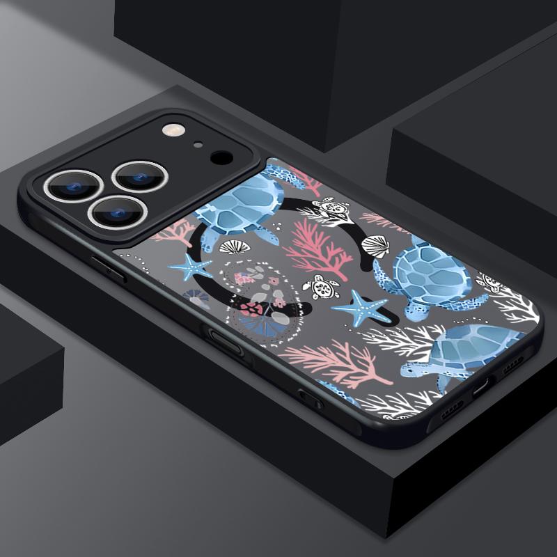 Чехол с рисунком Морская черепаха, Ракушка, Кит для iPhone 17 Pro Max Funda iPhone 16 15 14 13 Pro Max Прочный Бампер Магнитный Для Magsafe Ударопрочный Чехол
