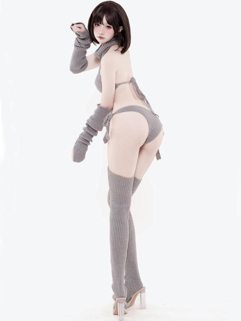 SENMHS Lolita Knit Sexy High Neck Funny Cosplay Dango Girl Arm Socks Virgin-Killing Sweater, Sweater, Fashion, Costume, Style, Women's Top, T-Back,