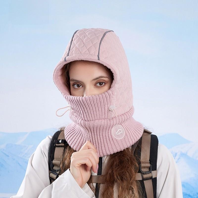 Winter Knit Hat Mask Balaclava With Fleece Lining For Outdoor Cycling And Cold Weather