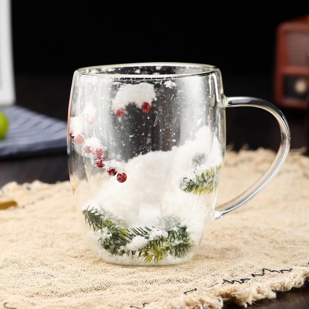 Christmas Thick Transparent Water Cup - Double-layer Vintage Glassware Christmas Water-saving Cup - Suitable For Home, , And As A Gift