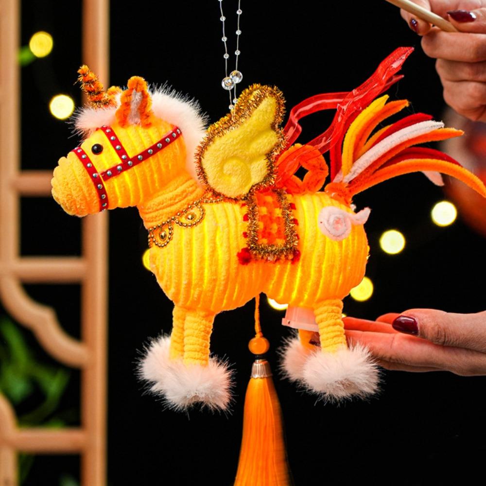 Handmade Luminous Horse Lantern DIY Material Kit Spring Festival Lantern  Living Room Decor