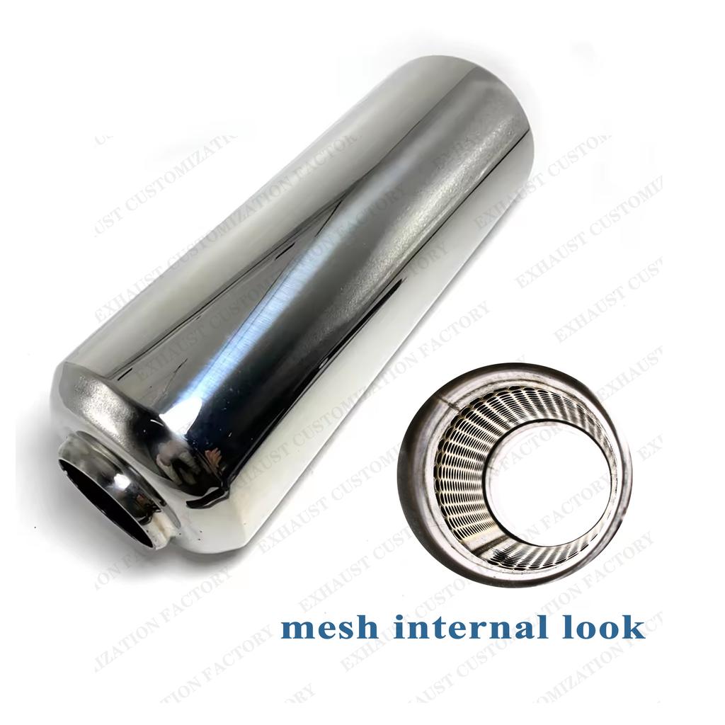 Performance Exhaust Resonator 63mm Inlet Outlet Muffler 304 Stainless Steel Spiral Surface Exhaust System DIY Car Accessories