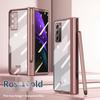 Luxury Plating S Pen Holder Clear Case For Samsung Galaxy Z Fold 3 4 Fold4 5g Fold3 Fold 2 Fold2 With Screen Protector Film