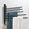 Stainless Steel Telescopic Towel Rail Wall Mounted No Drill Bathroom Rotating Towel Rack Multi Layer Hanger