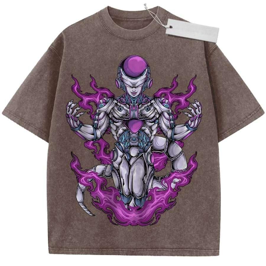 Unisex Washed Purple Vintage T  Shirt Dragon Ball Frieza Final Form High  Quality Fabric for Home Leisure Travel Shopping