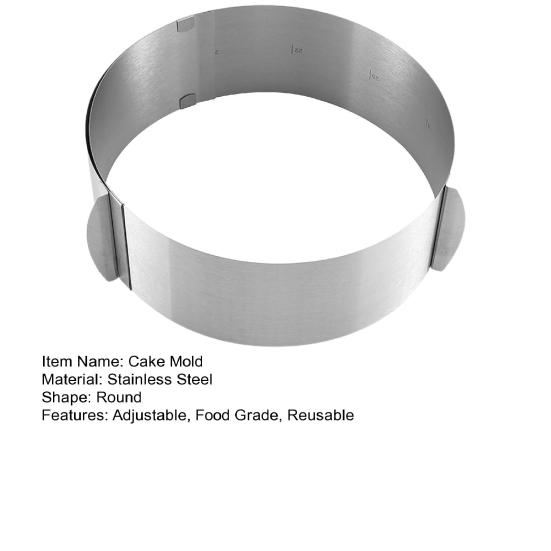 6-12 дюймов Регулируемое кольцо для торта из нержавеющей стали, кольцо для выпечки, форма для торта, многоразовая пищевая форма для выпечки, инструмент для выпечки