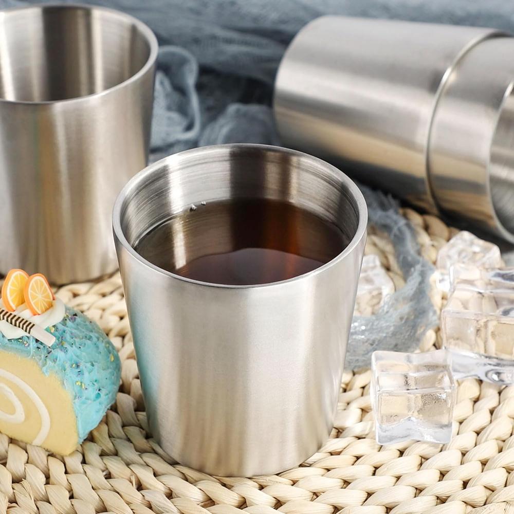 Чашки из нержавеющей стали 10 унций 6 унций Кружки для кемпинга 4 шт. Многоразовые Премиум Металлические Чашки Двойные Стенки Стаканы Для Питья Для Барбекю Домашние Инструменты Для Питья
