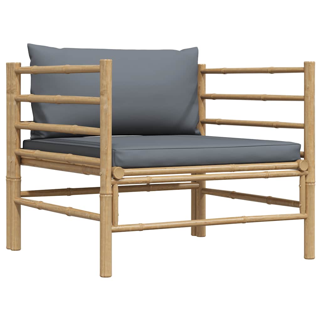 vidaXL Gartensofa mit Dunkelgrauen Kissen Bambus
