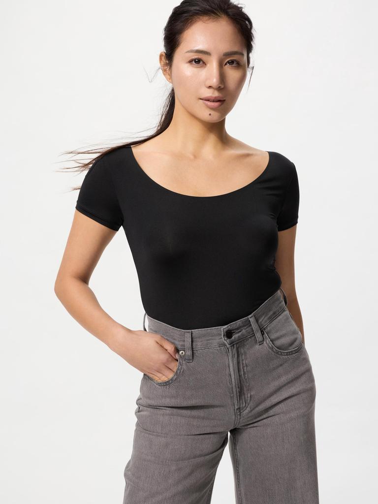 Uniqlo Футболка Airismu с коротким рукавом и вырезом горловины 