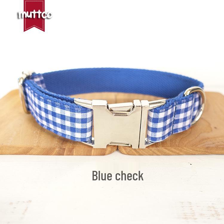 Blue Plaid Dog Collar - Unique Personality Pet Accessory
