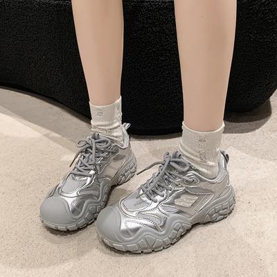 Женские кроссовки с круглым носком, плоские спортивные туфли для улицы, однотонные, лаконичные, смешанных цветов, сетчатые, дышащие, стиль кроссовок для студентов