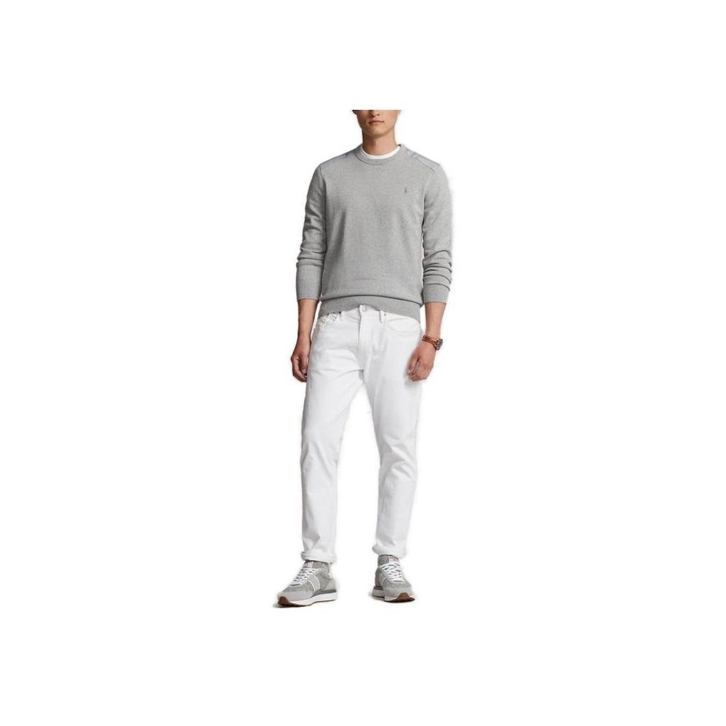 Polo Ralph Lauren Solid Logo Embroidered Crew Neck Pullover Sweater Men Sweater Gray MNPOSWE16820874-020