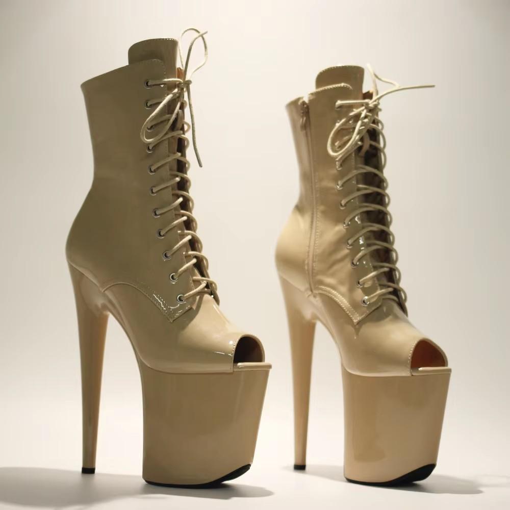 Экзотические ботильоны на высоком каблуке 20 см с открытым носком для стриптиза и танцев на шесте