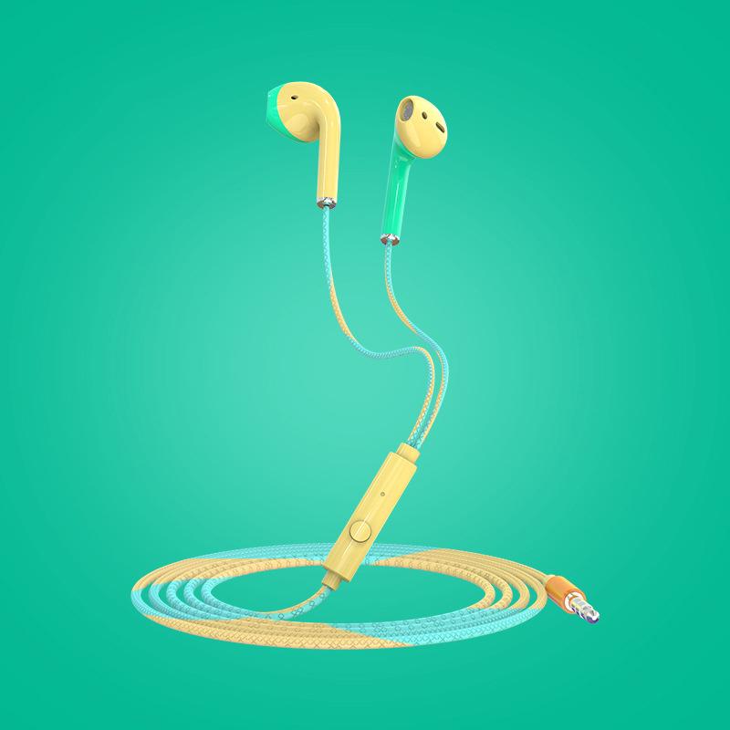 VAORLO Wired 3.5MM Headset 4D Surround Music HiFi Bass With Microphone Comfortable In-Ear Earphones For Cellphone