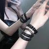 2023 Punk Dark PU Bracelet For Women Men Hip Hop Rock Chain Multi Layered Bracelet Trend Retro Gothic Jewelry Dancer Accessories