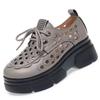 2025 Summer Women's Platform Vulcanized Shoes Round Toe Perforated Lace-Up Sport Sandals for Daily Career Ladies Casual Sneakers