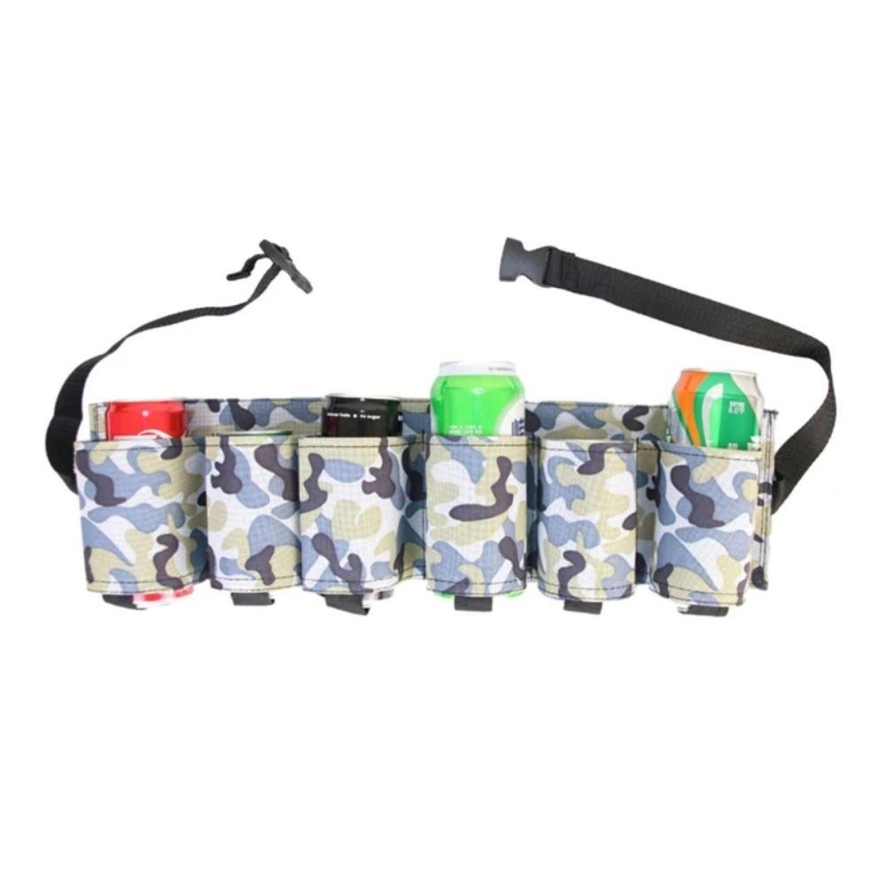 Camouflage Beverage Storage Fannypack 6 Pockets Beer Belt Holder Waist Pack Picnics