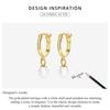 Bisaer 925 Sterling Silver Exquisite Charming French Gold-plated Pearl Zircon Hoop Earrings for Women Fine Jewelry