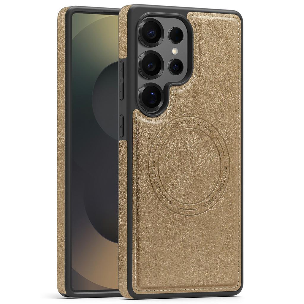 For Samsung Galaxy S25 Ultra Case Compatible with MagSafe Leather Back Phone Cover