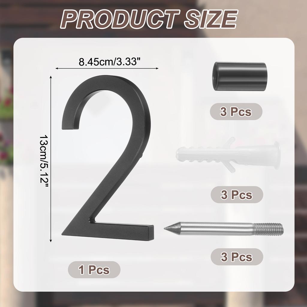 0-9 Floating House Numbers Solid Aluminum Modern Address Number for Outside with Nails Kit for Home Street Office Sign Black 5"