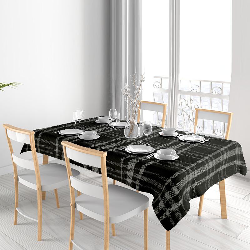 Plaid Tablecloth Indoor Solid Color Dining Room Home Decoration Waterproof Washable Modern Style Restaurant Cover 130X265Cm