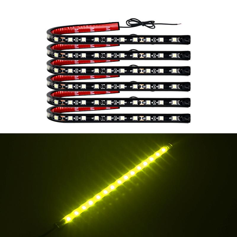 6pcs LED Strip Car Bottom Underglow Light Flexible LED Underbody Light Auto Decorative Ambient Atmosphere Lamp DRL For Car 12V