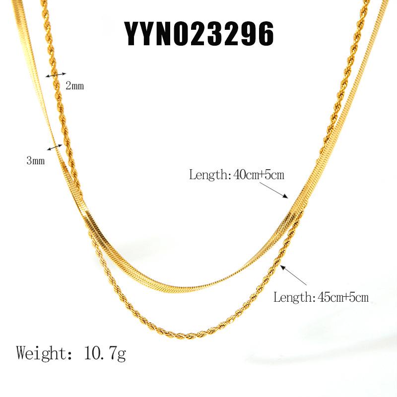 Двухслойное ожерелье из нержавеющей стали с покрытием из 18-каратного золота — не выцветает, легкая роскошная цепочка для свитера, аксессуар из титановой стали