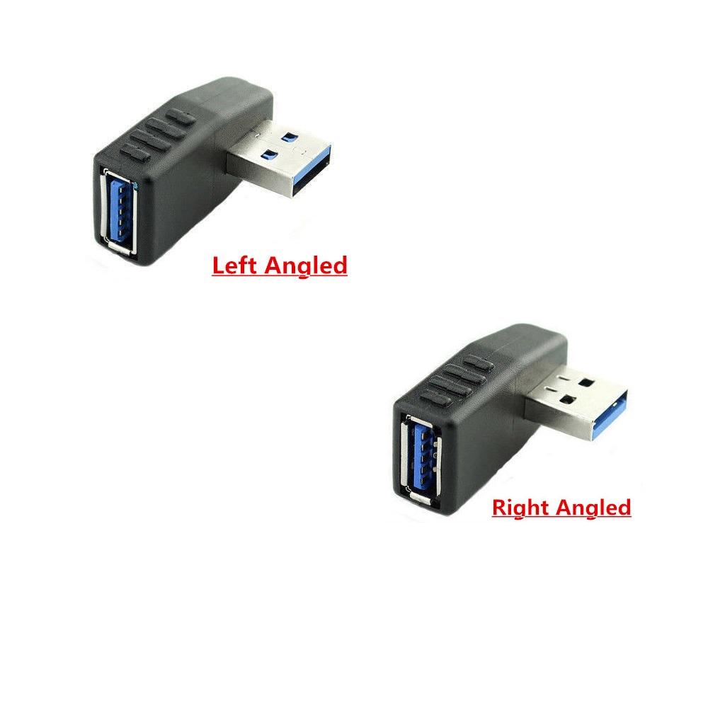 USB 3.0 Left & Right Angle Connector Male To Female 90 Degree Adapter Converter