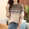 Свитер женский свободный большого размера с круглым вырезом пуловер для женщин вязаный свитер в корейском стиле в стиле ретро с цветными блоками для осени и зимы