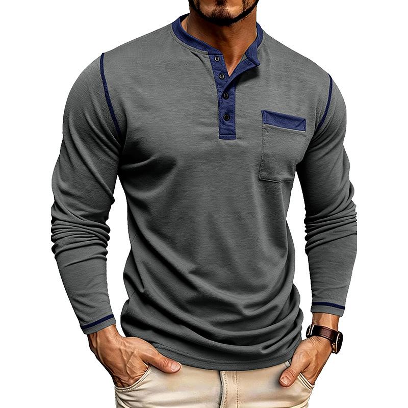 Мужская футболка с длинным рукавом и лоскутным узором