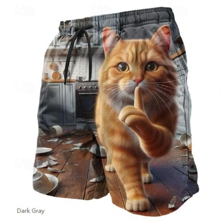 Летние 3D Забавные Мультяшные Животные Принт Шорты Модные Повседневные Пляжные Мужские Шорты