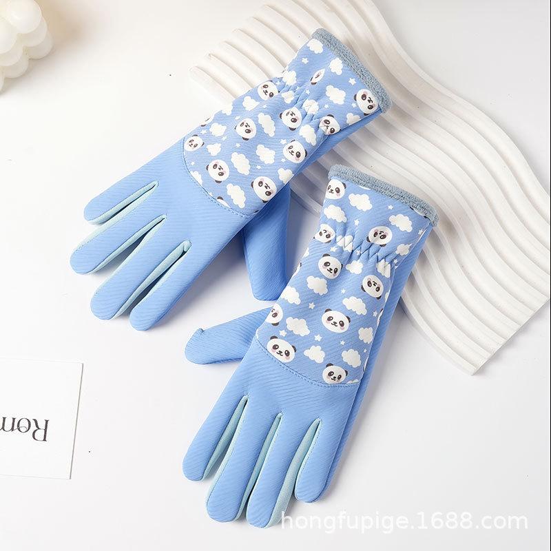 Австрийский бархат детские термоперчатки Зимние перчатки с флисовой подкладкой панда для мальчиков и девочек, непромокаемые, ветрозащитные и утепленные, для игр на улице в снег