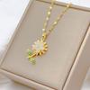 Classic and Charming Micro-embellished Sunflower Necklace, Fashionable and Luxurious, Stainless Steel Clavicle Chain