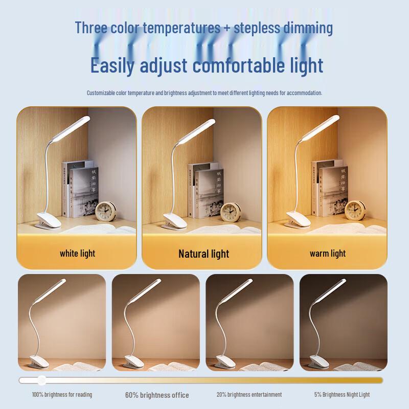 Rechargeable Clip-on LED Desk Lamp for Study and Bedside