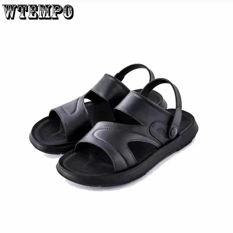 WTEMPO Мужские летние сандалии с толстой подошвой и мягкой подошвой, повседневные шлепанцы, нескользящие домашние тапочки, модная походная обувь, приморская уличная пляжная обувь