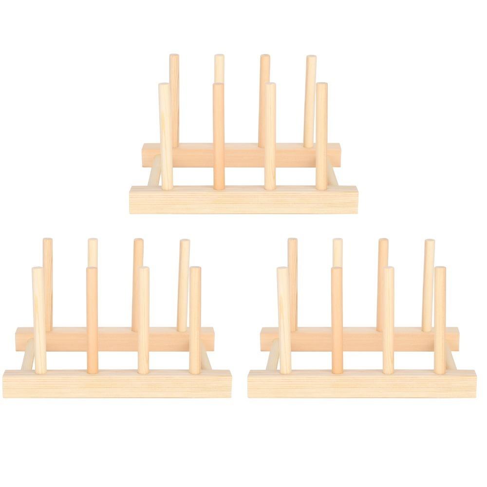 3set Collapsible Dish Drying Rack Foldable Design Wooden Shelf Rack Home Decor