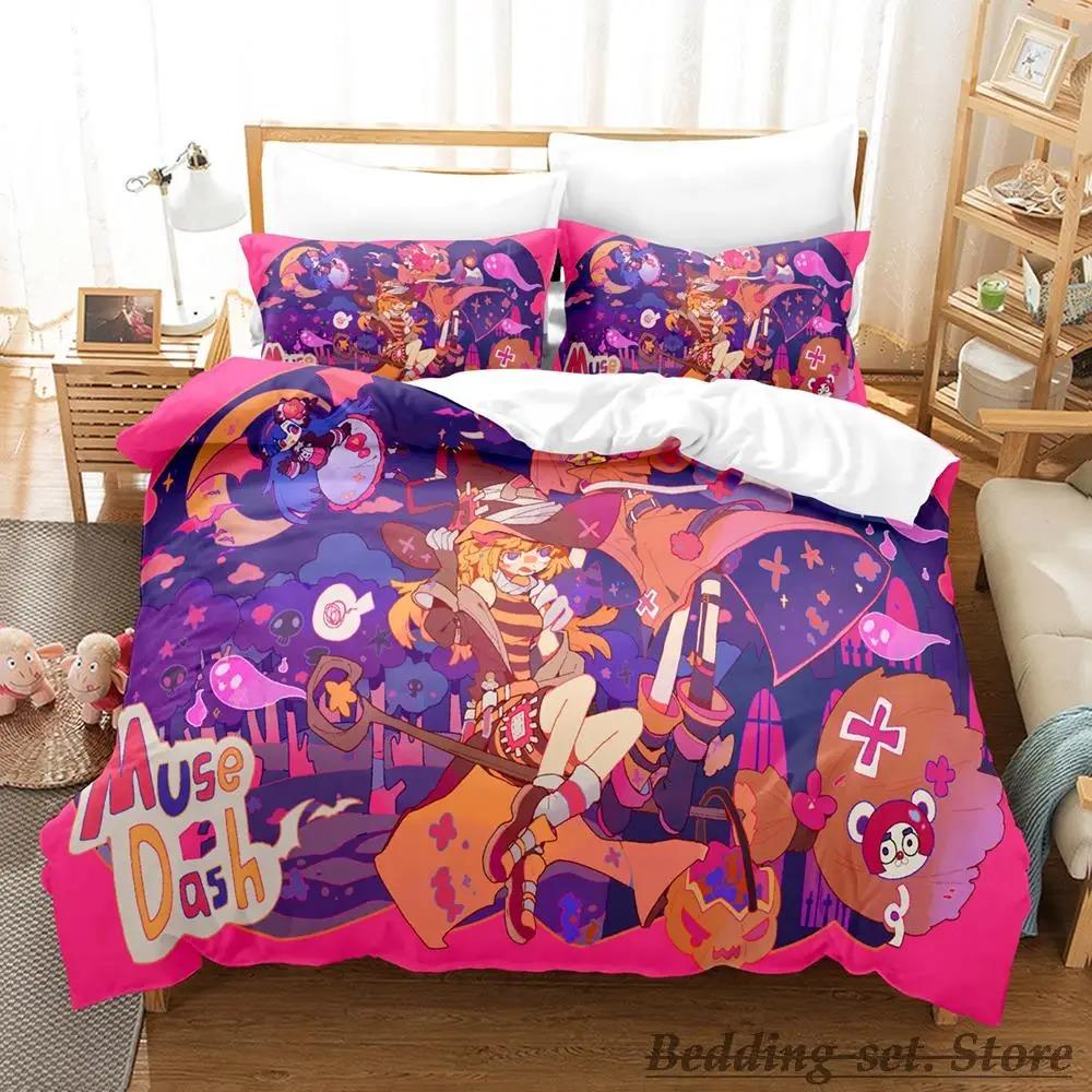 Muse Dash Постельное белье Single Twin Full Queen King Size Bed Set Adult Kid Bedroom Duvetcover Sets Anime Parure de lit Bed