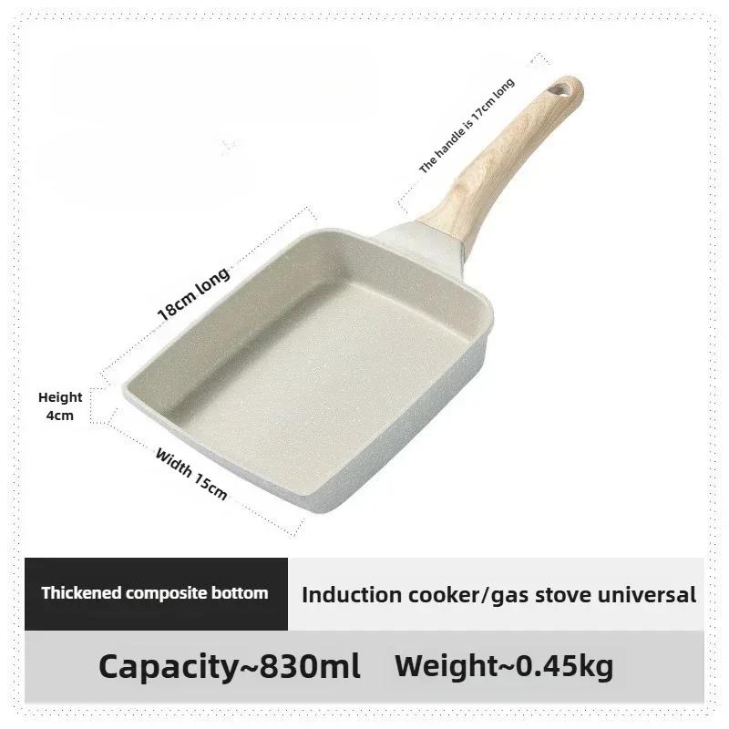Breakfast Omelette Frying Pan Square Medical Stone Frying Pan Gas Stove Mini Pot Pancake Steak Frying Pan Silicone Spatulas