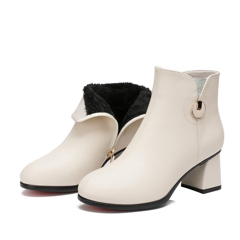 Мода Мода Осень Зима Новые толстые каблуки бархатные женские мягкие кожаные ботильоны удобные нескользящие челси современные короткие ботинки