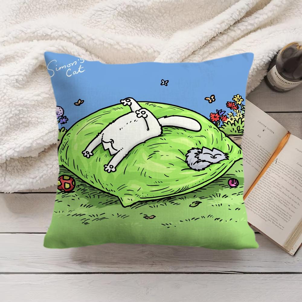 SSimonsCat Cute Cushion Cover Silky Short Plush Invisible Zipper Dustproof Sofa Pillow Case for Home Decor