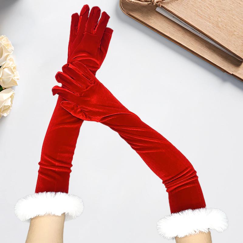 1 Pair Adult Cosplay Santa White Cuffs Keep Warm Mitten