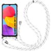 Silicone Case for Samsung Galaxy M13 Shockproof Scratch-Resistant Transparent with White Lanyard