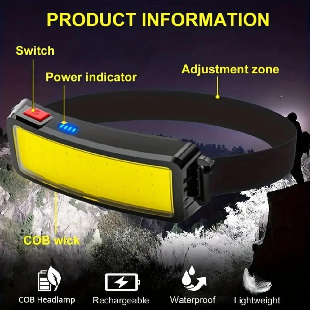 2022 Светодиодный налобный фонарь Новый стиль Налобный фонарь Портативный мини-COB Светодиодный фонарь со встроенным аккумулятором Фонарик USB Перезаряжаемый налобный фонарь