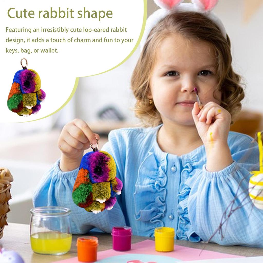 Брелок-заяц Подвеска на сумку Разноцветные Плюшевые Зайчики Брелок-заяц С жестяным кроликом Милый брелок Креативный брелок Пасхальный подарок