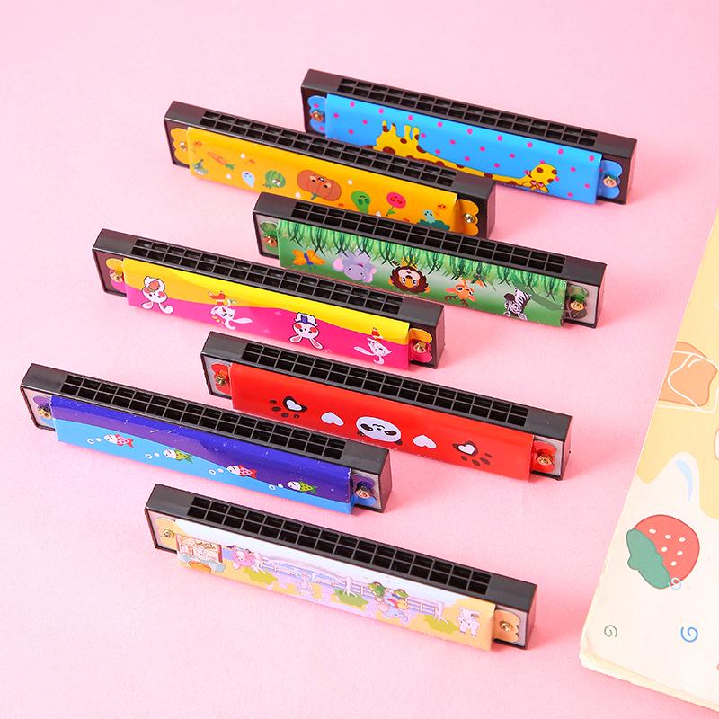 Kids' 16-Hole Metal Cartoon Harmonica - Mini Tinplate Toddler Music Toy