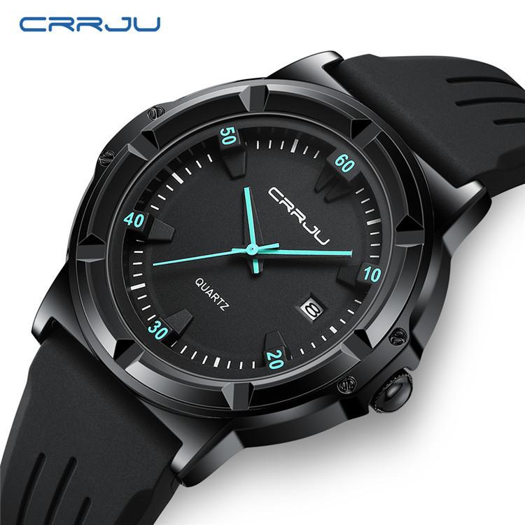 CRRJU New watch5030Men's wristwatch, women's watch, leather strap, casual, fashionable, business, waterproof