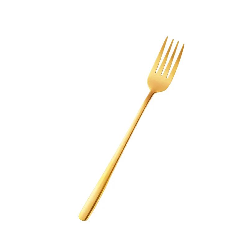 8 Colors Stainless Steel Long Handle Dinner Fork Korean Rainbow Fork Hotel Restaurant Party Supplies Dinnerware Steak Gold Fork