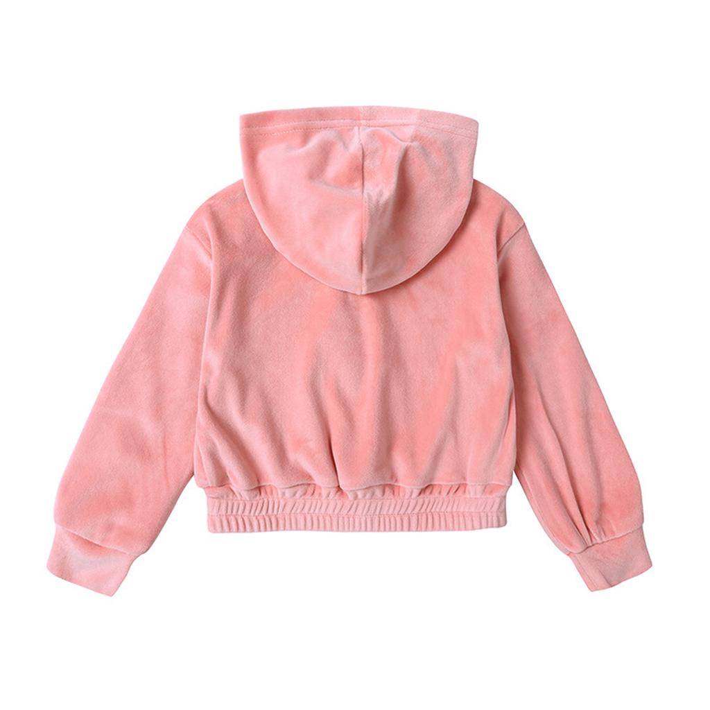 Children's Sweatshirt-colored Long-sleeved Hooded Pocket Cropped Sweatshirt Set