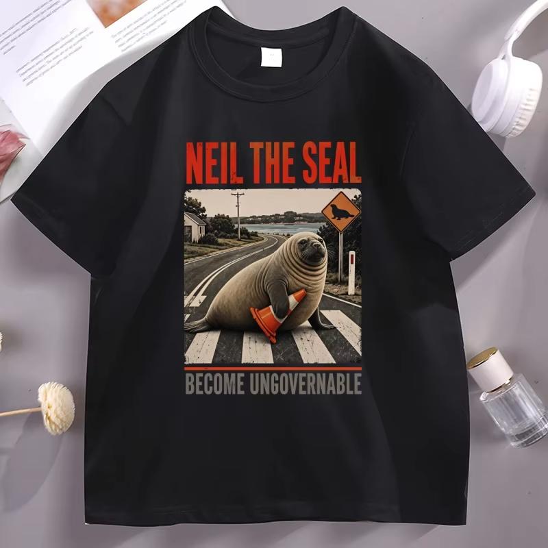 Vintage Neil The Seal Become Ungovernable Tshirt For Unisex And Unisex Funny Animal Meme Graphic Elephant Seal Streetwear Tee